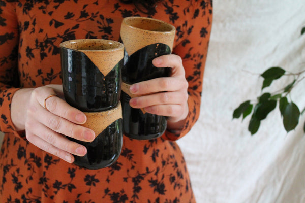 10 oz Black glazed tumbler