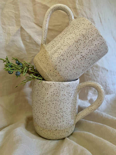 12 oz white speckle ceramic mug