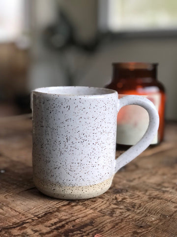 12 oz white speckle ceramic mug